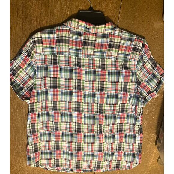 Nautica Jeans Women's Blue Patchwork Plaid Camp Button-Up Shirt Top Size:: XL - Picture 5 of 6